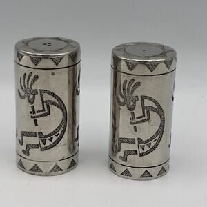 Vintage Pewter Southwestern Kokopelli Salt & Pepper Shakers 1996 Collectible